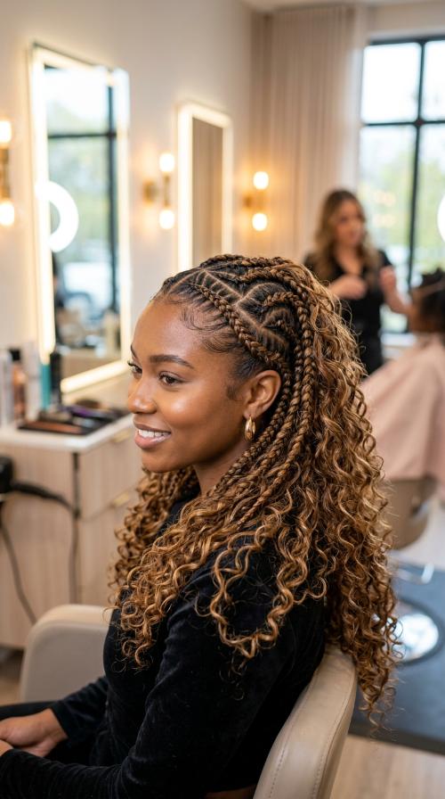 Heart-Shaped Parting Feed-In Braids