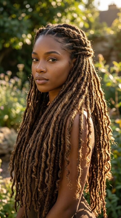 Heavyweight Locs for Young Adults at Hip Length