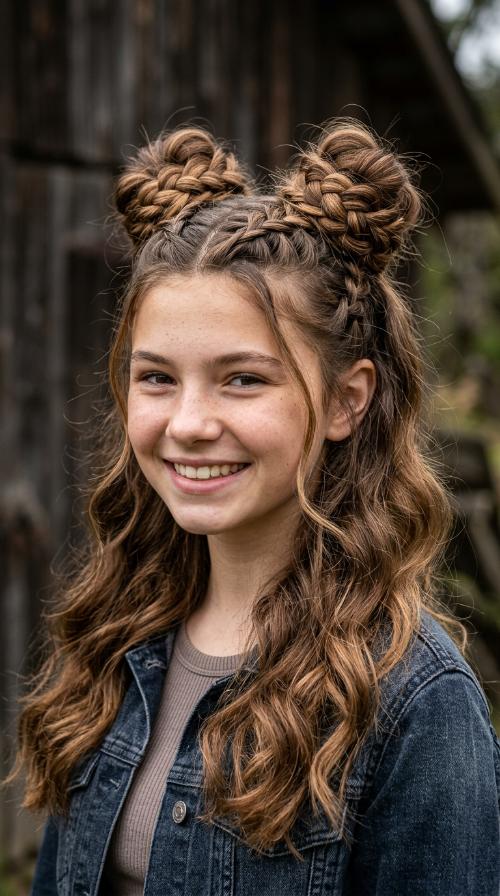 High Braided Space Buns
