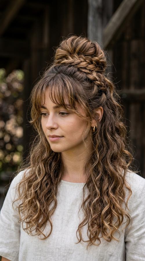 High Bun with Bangs