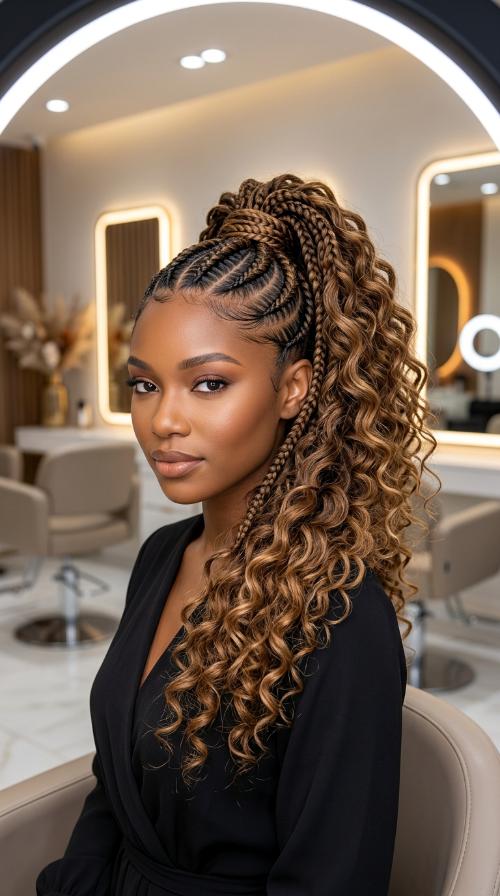 High Ponytail Feed-In Braids