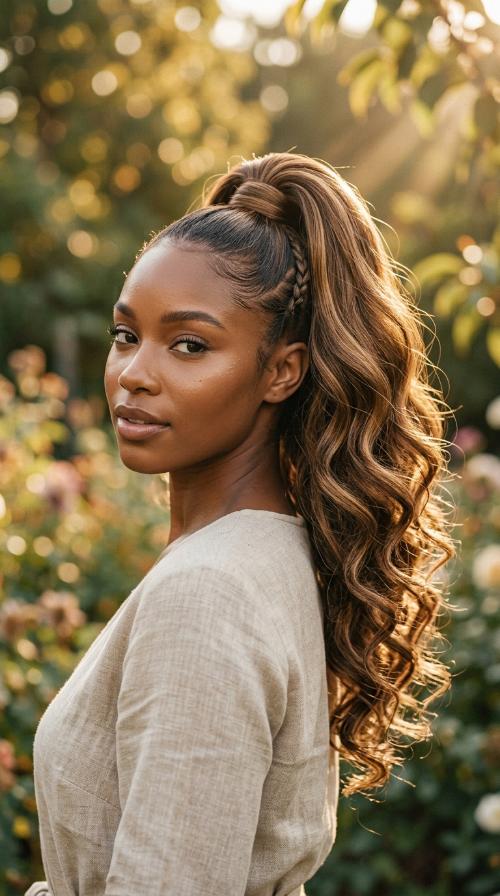 High Ponytail Weave with Wrapped Base