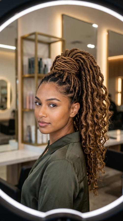 High Ponytail with Loc Wrap