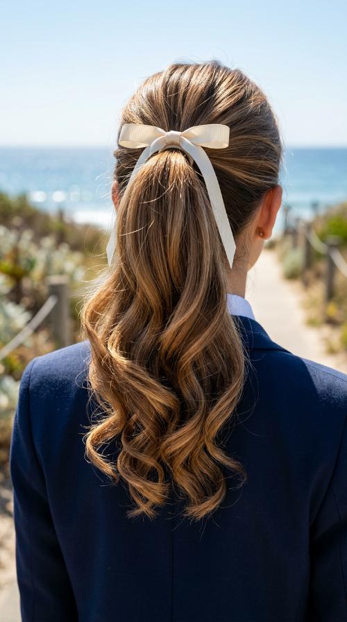 High Ponytail with Ribbon