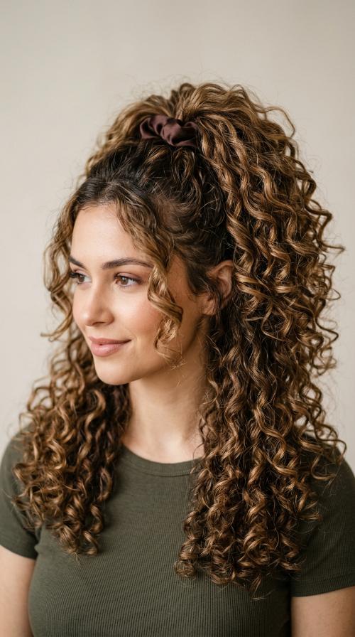 High Ponytail with Silk Scrunchie