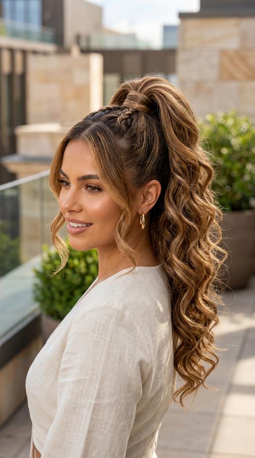 High Ponytail with Wrapped Base