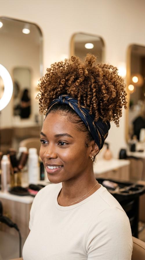 High Puff with Silk Headband