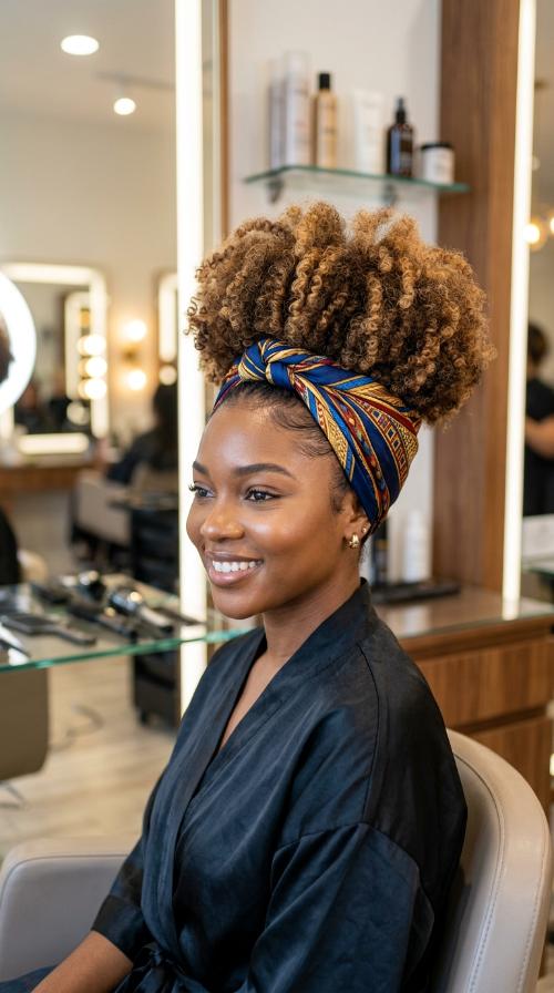 High Puff with Silk Scarf