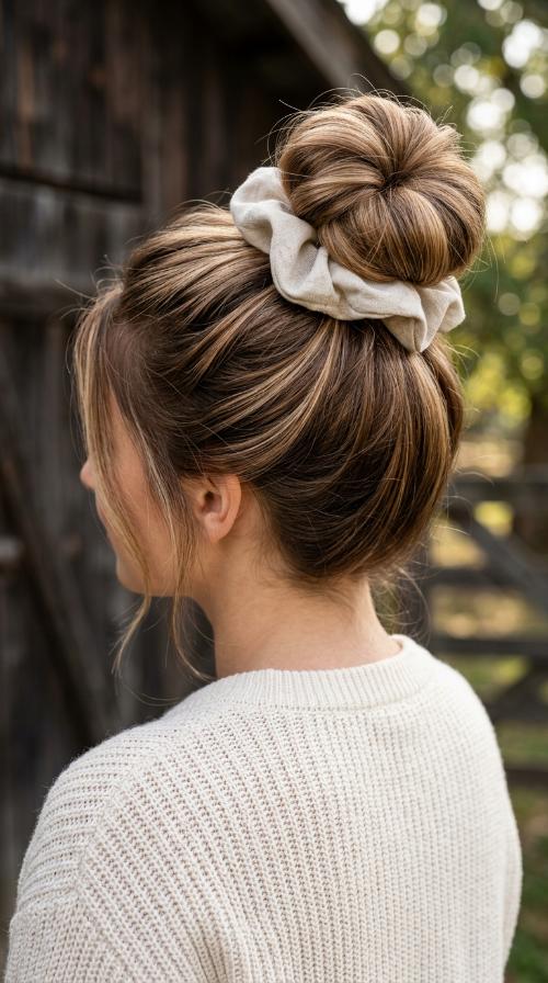 High Top-Knot with a Scrunchie