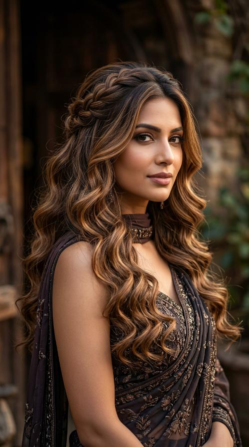 Hollywood Glam Waves for Cocktail Gown Saree
