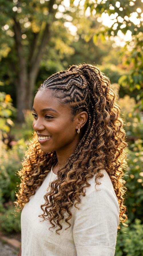 Intricate Zig-Zag Cornrows