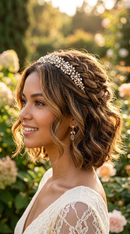 Jeweled Headband with Natural Texture