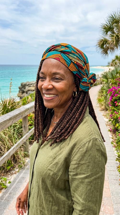 Jumbo Braids with Scarf Wrap