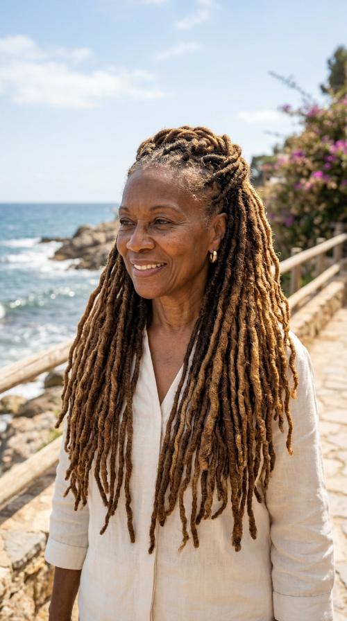 Jumbo Freeform Locs for Seniors at Chest Length