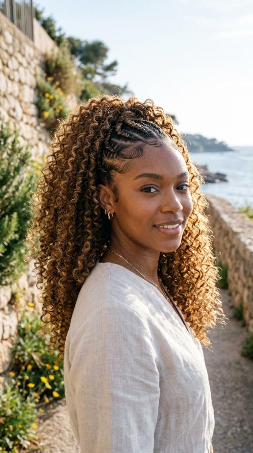 Kinky Curly High Pony with Laid Edges