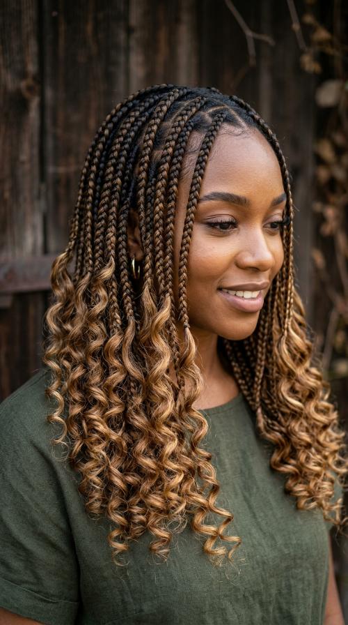 Knotless Braids with Curly Ends