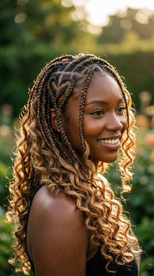 Knotless Braids with Heart Design