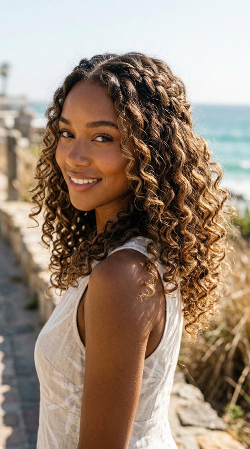 Layered Shoulder-Length Curls