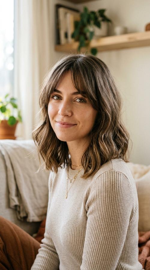 Lob with Curtain Bangs