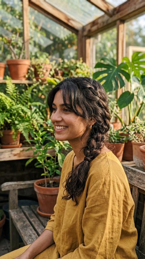 Loose French Braid with Curtain Bangs
