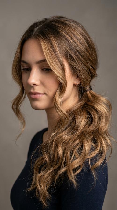 Loose Low Ponytail with Tendrils