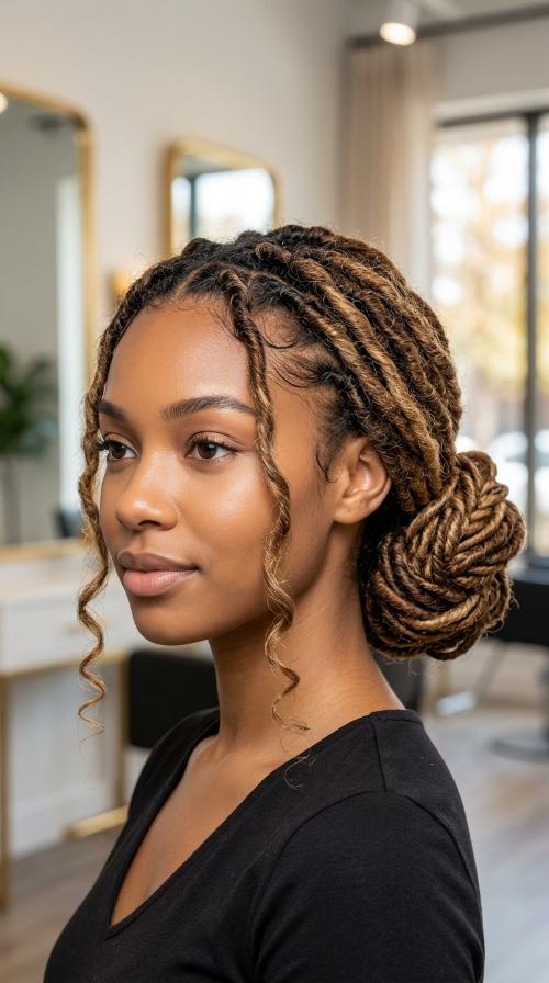 Low Bun with Face-Framing Tendrils