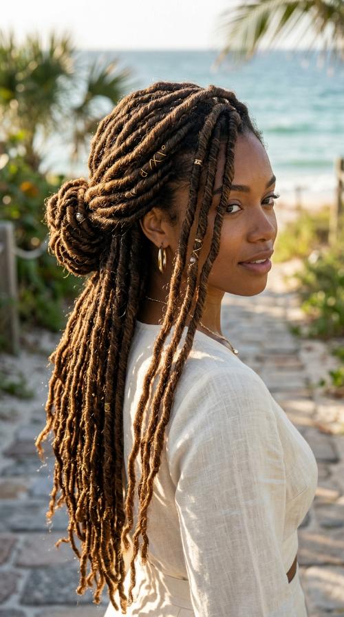 Low Chignon for Locs