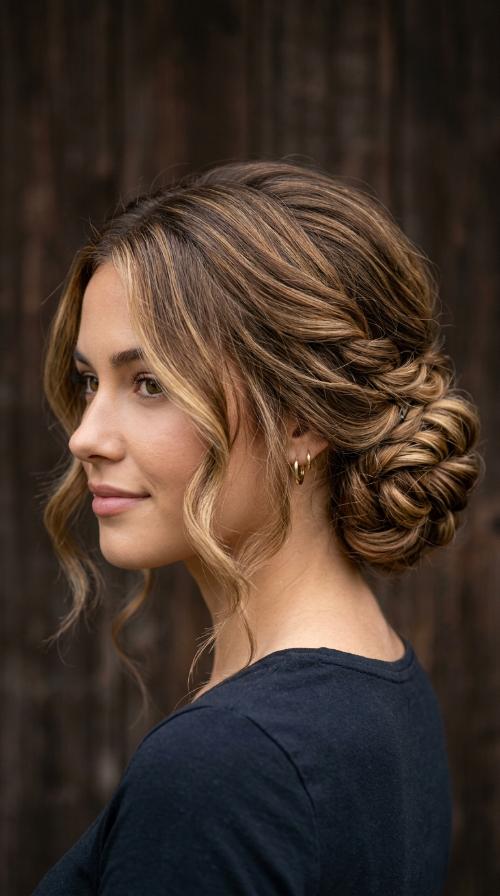 Low Chignon for Short Hair (With Extensions)