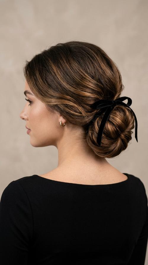 Low Chignon with Ribbon