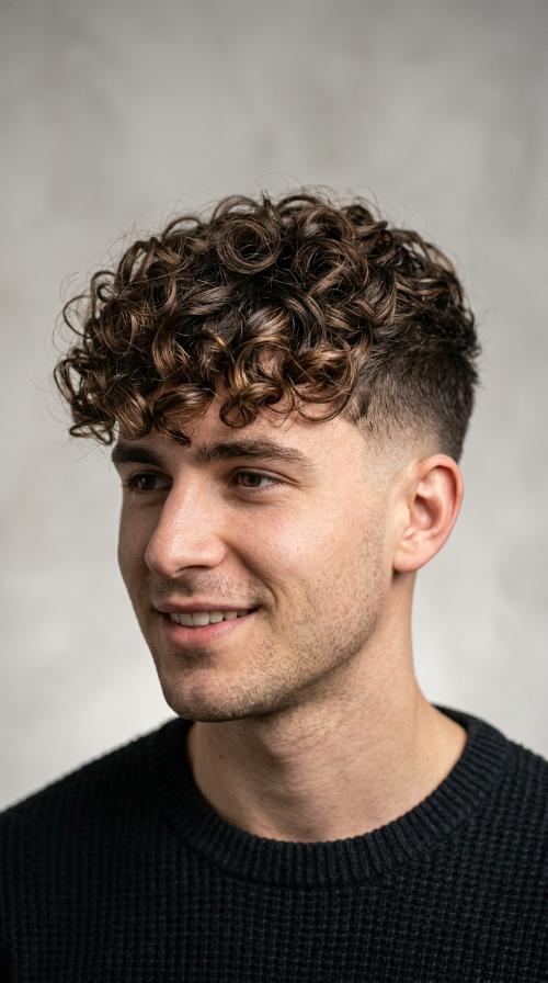 Low Fade with Defined Curls