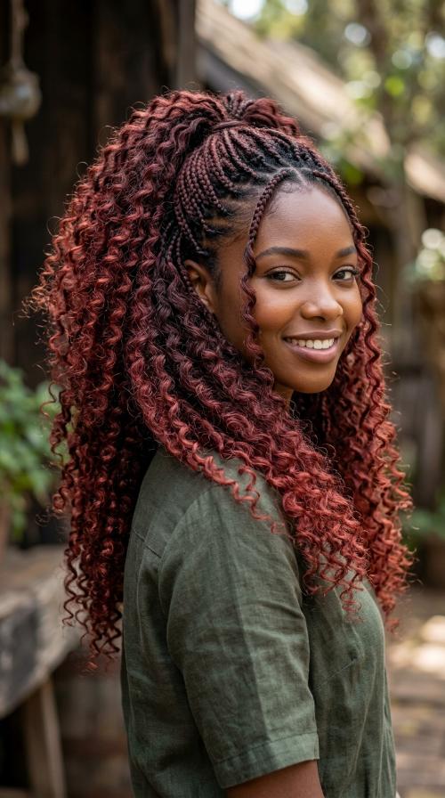 Maroon Kinky Curly Wig