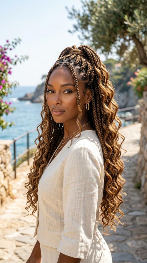 Medium Butt-Length Knotless Braids