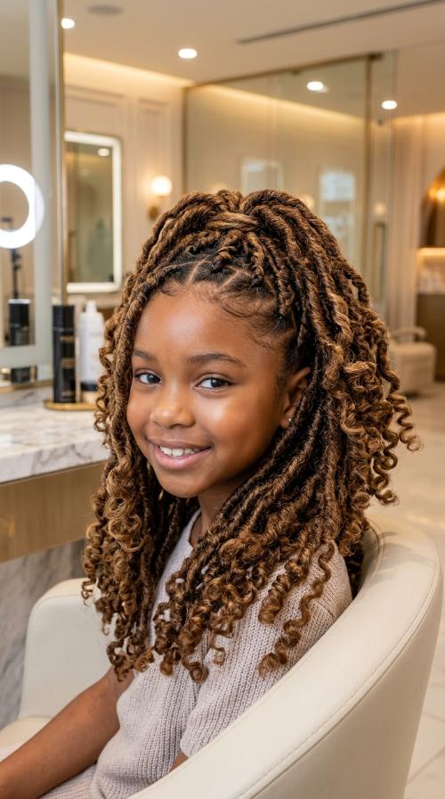 Medium Coil Locs for Children at Ear Length