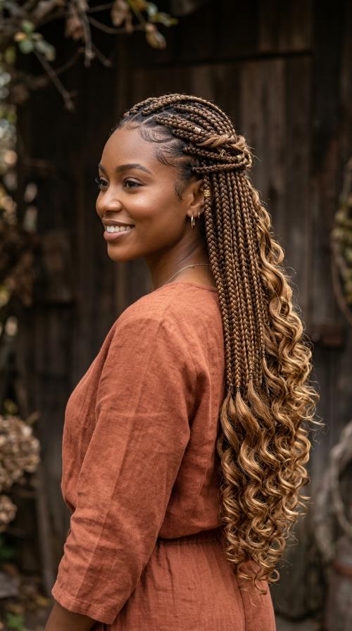 Medium Waist-Length Knotless Braids