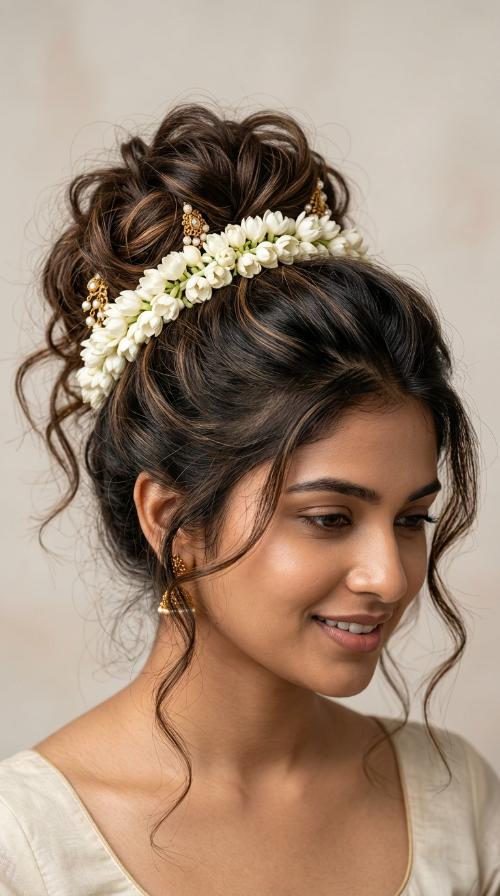 Messy Bun with Hanging Jasmine