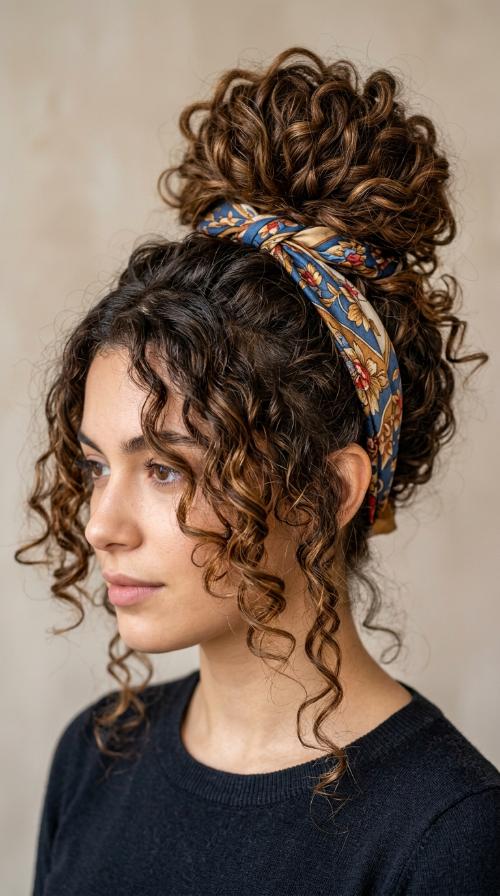 Messy Bun with Scarf