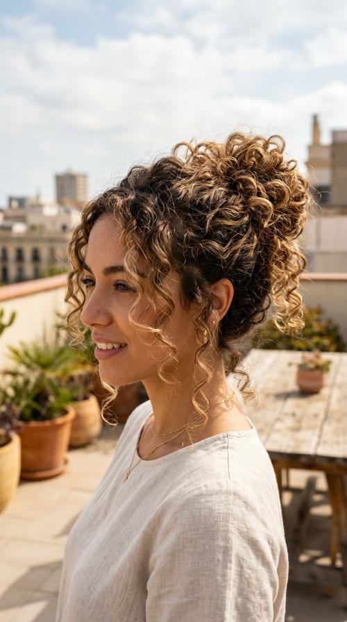 Messy Curly Bun