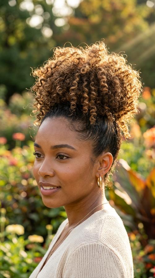 Messy Curly High Bun