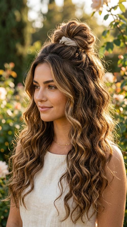 Messy Half-Up Top Knot