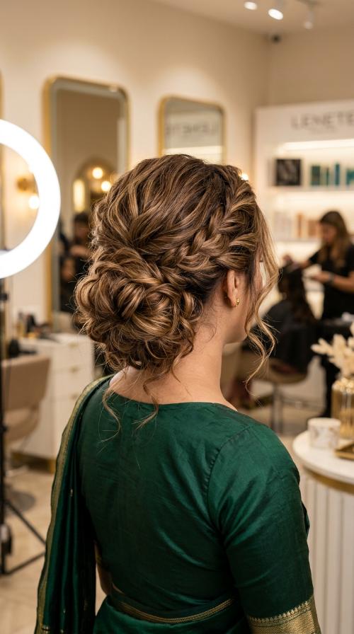 Messy Low Bun for Nivi Drape