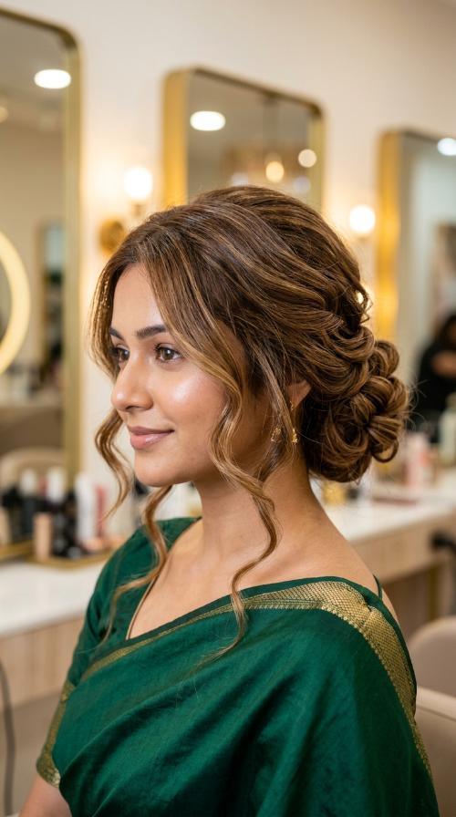 Messy Low Bun with Tendrils
