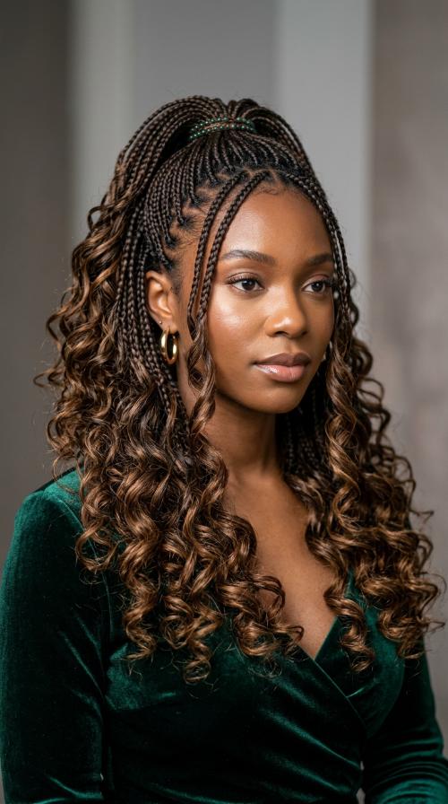 Micro Braids with Curly Ends for Formal Galas