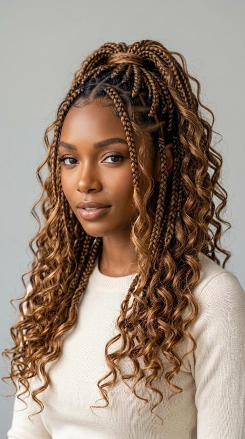 Mid-Length Bohemian Braids for Sunday Brunch