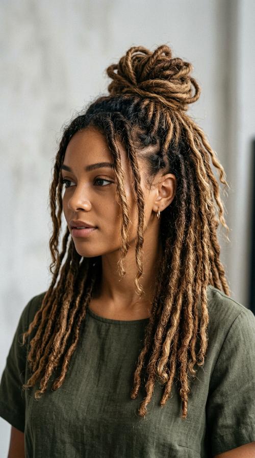 Mid-Length Half-Up Top Knot
