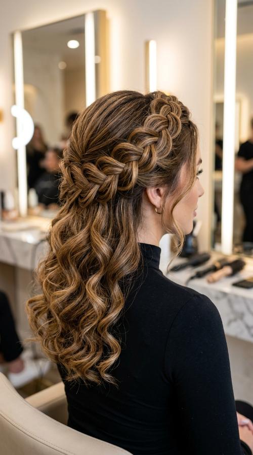 Mock Neck with an Intricate Crown Braid