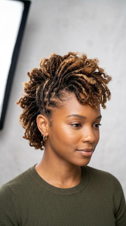 Mohawk Styled Short Locs