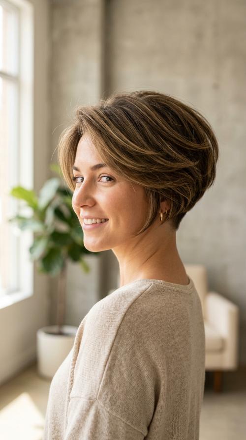Nape-Shaved Stacked Bob