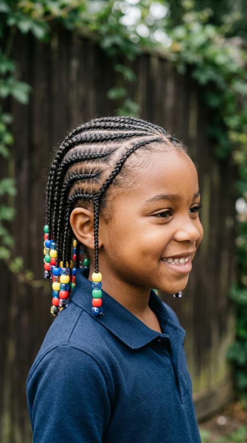Neat Cornrows with Beads