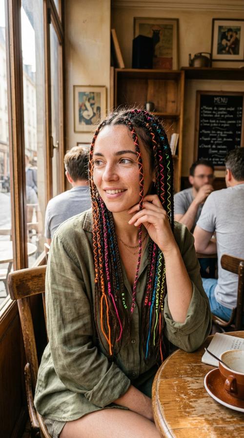 Neon Thread Wrapped Tribal Braids