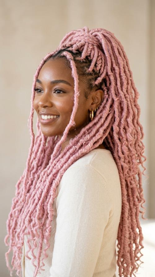 Pastel Pink Faux Locs